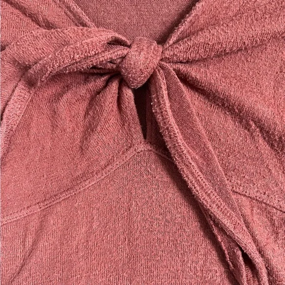 ABERCROMBIE & FITCH BURNT ORANGE SOFT LONG SLEEVE V NECK TIE FRONT BODYSUIT - Picture 9 of 10